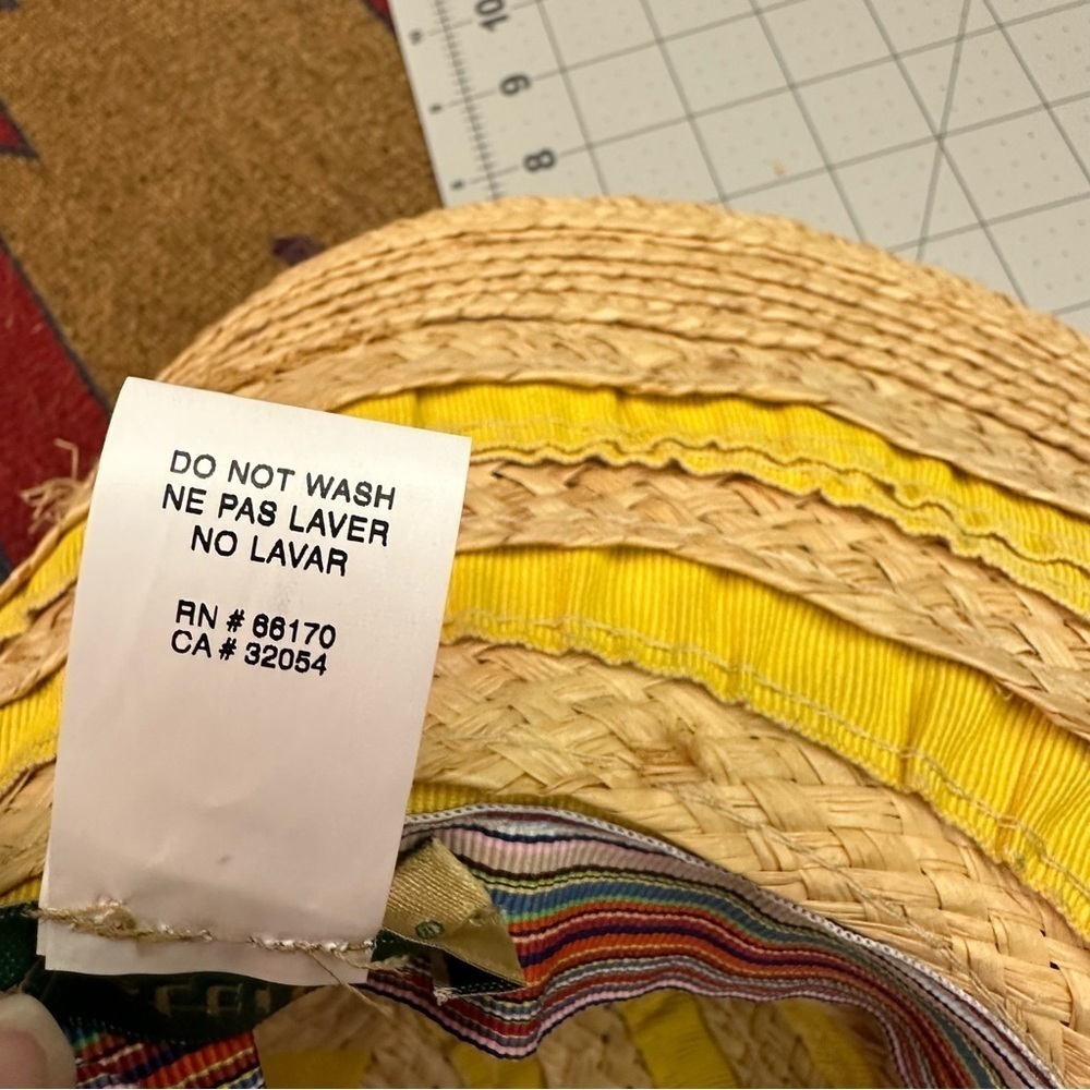 Bettina Italy vintage inspired tan & yellow straw floppy hat in VGUC - Picture 11 of 15